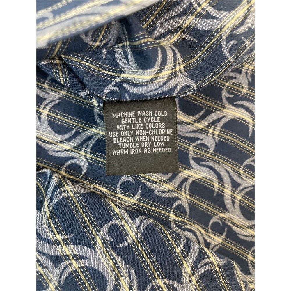 J. Ferrar Men’s Modern Fit Navy & Beige Pattern Button-Up Shirt | Size M 15–15.5 - Picture 5 of 5